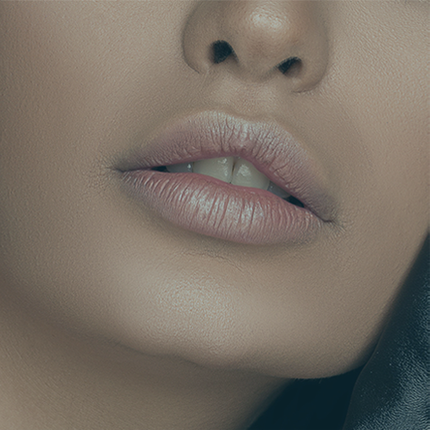 model’s face with closeup on nose and lips